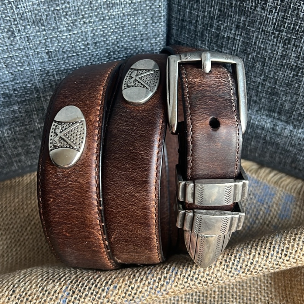 Leather Belt with Metal Golf Club Ovals (size 38)